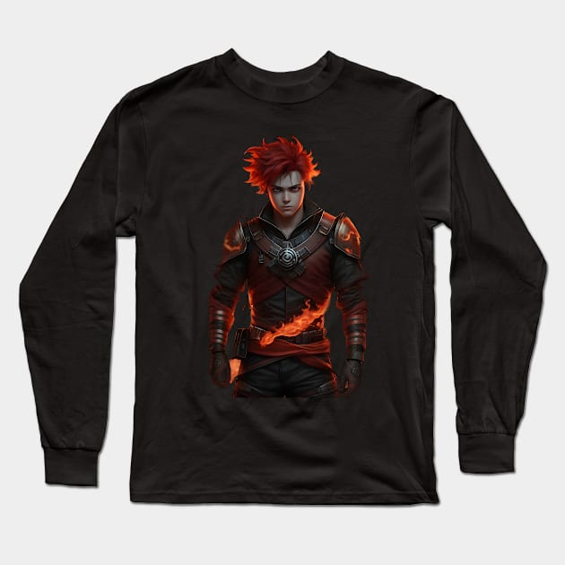 Fire Boy Long Sleeve T-Shirt by JayDs Shop